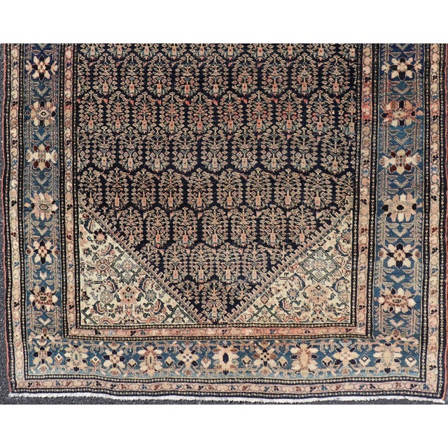 Measures: 3'6 x 5'1 Antique Persian Sarouk Faraghan Rug with Midnight Field Design. Keivan Woven Arts/ rug/C26-0225-252,...