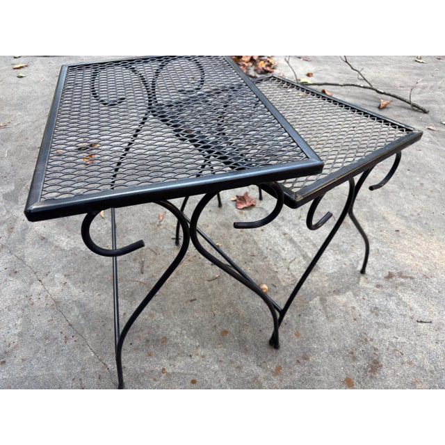 1950s Salterini Style Mid Century Modern Iron Nesting Tables, 2 Pieces For Sale - Image 5 of 8