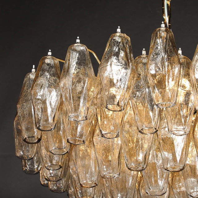 Modernist Hand-Blown Murano Smoked Glass Polyhedral Chandelier in Brass Fittings For Sale - Image 17 of 18