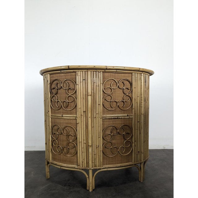 Bamboo and Rattan Counter and Stools Set, Set of 3 For Sale - Image 9 of 11