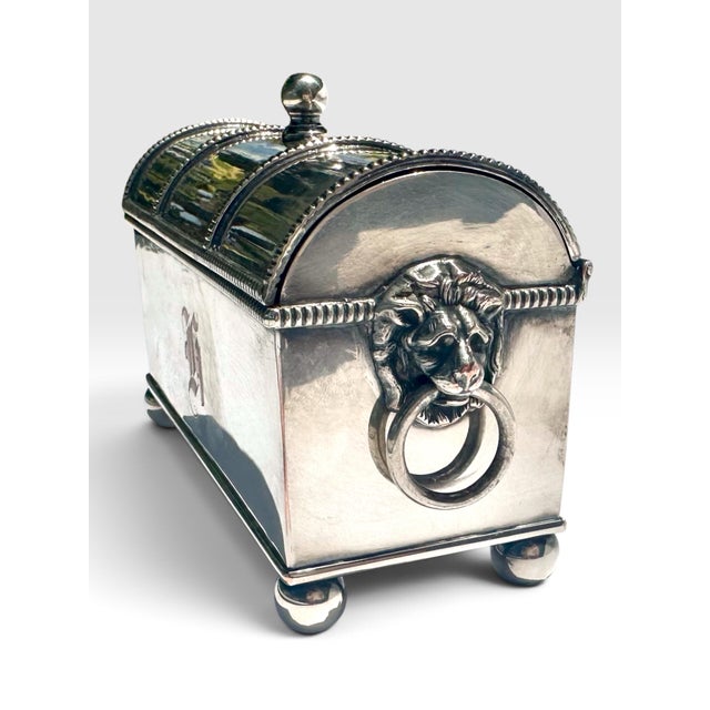 Silver Early 20th C. English Silver-Plated Treasury Desk Casket Inkstand by W. Adams. For Sale - Image 8 of 12