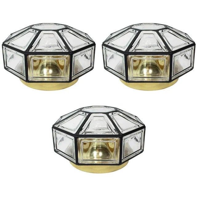 German Iron and Clear Glass Flushmount by Limburg, 1960s For Sale - Image 8 of 8