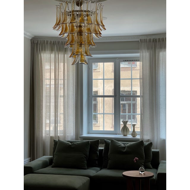Glass Sand and Amber Murano Glass Chandeliers, Set of 2 For Sale - Image 7 of 9
