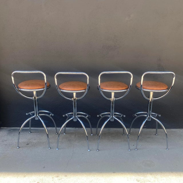 Chrome 1990s Set of 4 Vintage Chrome Barstools For Sale - Image 8 of 11