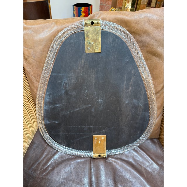 Glass Murano Glass Wall Mirror With Brass Accents For Sale - Image 7 of 7