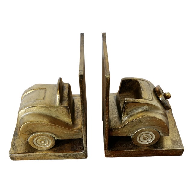 Vintage Model Car Bookends in Brass, 1960s, Set of 2 For Sale