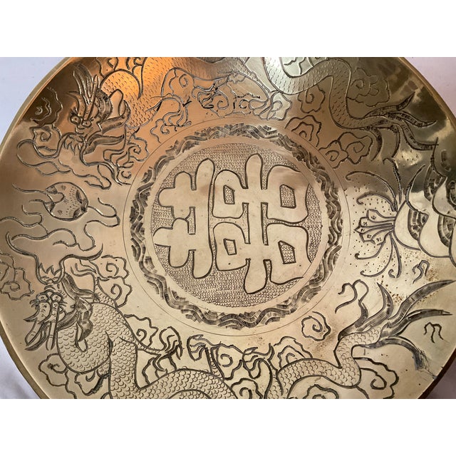 Mid 20th Century Chinese Brass Dragon Bowl For Sale - Image 4 of 4