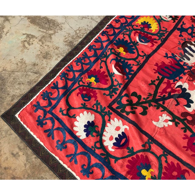 Vintage Pastel Floral Suzani Faded Pink Fabric Chairish