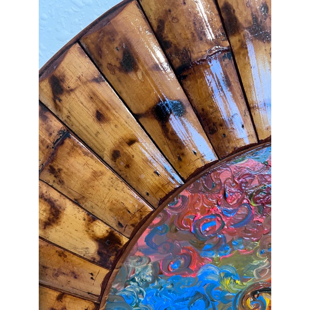 Serg Graff “Golden Voyage” Original Oil Painting Ship at Sea Round Wood Frame For Sale In Jacksonville, FL - Image 6 of 7