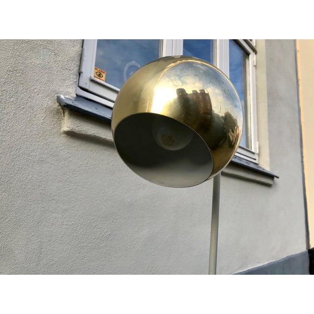 Scandinavian Modern Floor Lamp with Brass Shade, 1970s For Sale - Image 6 of 9