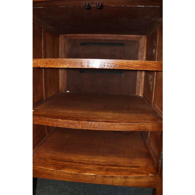 Mission Arts & Crafts Style Quarter-Sawn Oak Media Cabinet With Emile Gallé Inspired Marquetry Inlay For Sale - Image 13 of 15