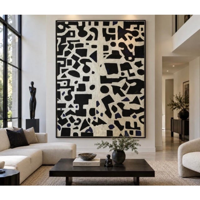 Impressive black & white abstract painting by Christopher (Cyrstofer) Shoemaker (American b. 1969). This acrylic on canvas...