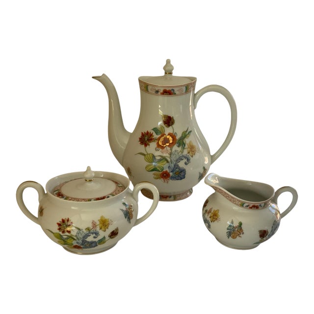Vintage Haviland Limoges Cathay Coffee Pot Creamer Sugar Set Made in France 1973-1991 For Sale