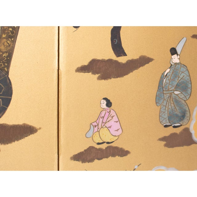 1960s Shōwa Era Japanese Byobu Screen "Travels of Genji Monogatari" For Sale - Image 12 of 17