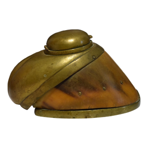 Antique Horse Hoof With Brass Fittings Desk Inkwell Taxidermy