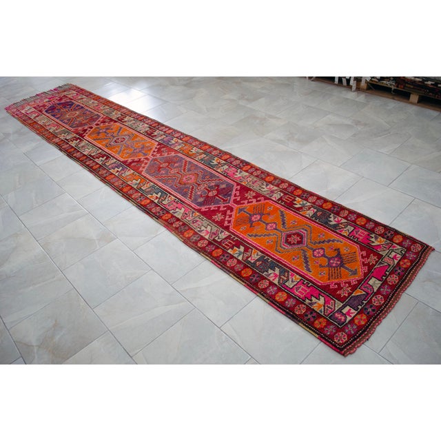 Heterodox Kurdish Runner Herki Rug. Hand-Knotted Colorful Tribal Long Runner - 3′1″× 15′6″ For Sale - Image 11 of 18