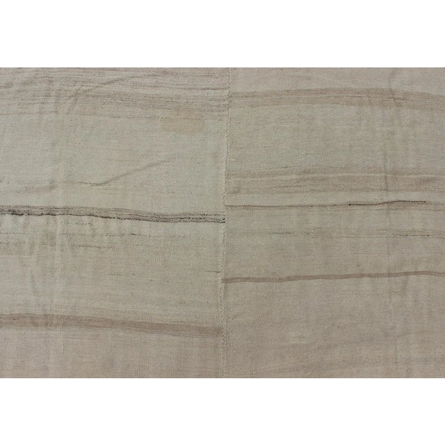 Minimalist Cream Colored Vintage Turkish Kilim Rug of Two Joined Panels 7'8 X 11'10 For Sale - Image 10 of 12