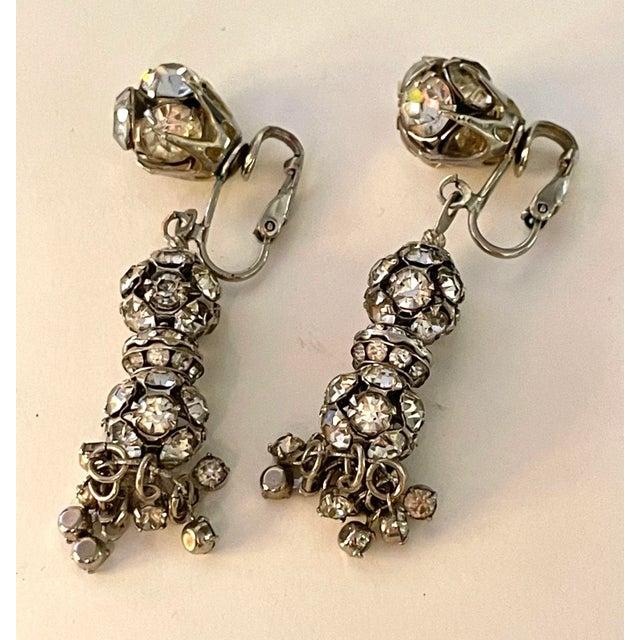 1930s Swarovski Dangle Clip-Back Earrings - 2 Pieces For Sale - Image 4 of 5