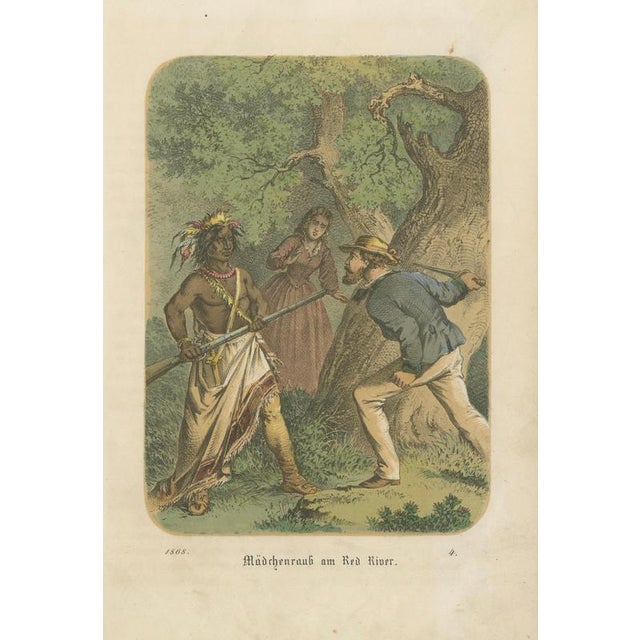 German School, Kidnapping at the Red River Frontier Scene, 1868, Lithograph For Sale - Image 3 of 9