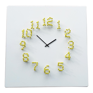 "Mocap" (White Yellow) Illusionistic Wall Clock / Wall-Sculpture