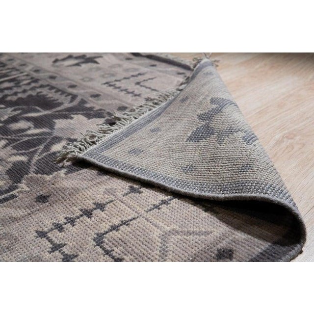 Contemporary 10x14 Gray Hand-Knotted Wool Floral Scepter Motifs Geometric Modern Carpet Rug For Sale - Image 3 of 7