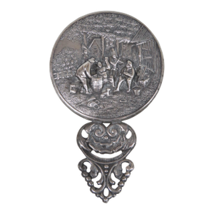 Hans Jensen Denmark Small Vanity Hand Mirror Beveled Silver Plate 4725b