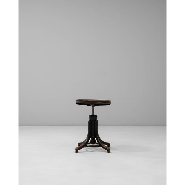 1920s Austrian Industrial Wooden Swivel Stool For Sale - Image 4 of 18