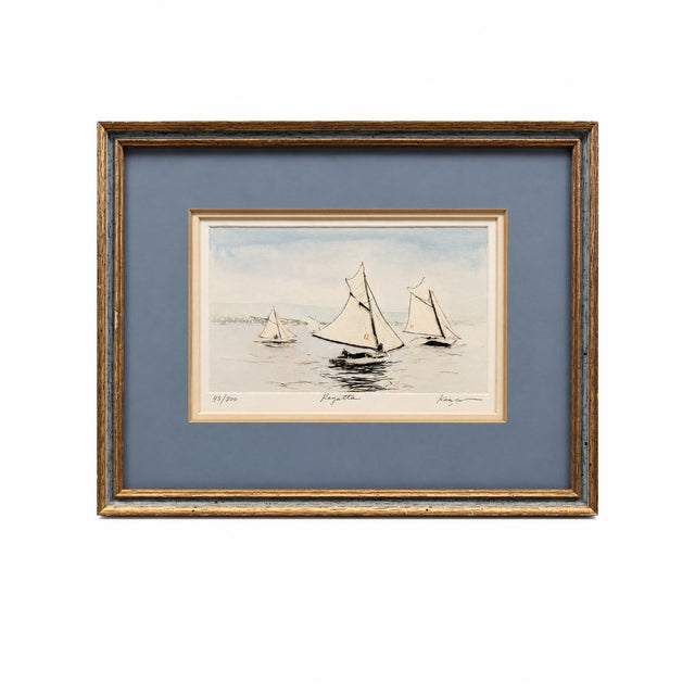 Printmaking Materials Vintage Frank Kaczynski “Regatta” Signed & Numbered Original Etching — Brentano’s Galleries New York For Sale - Image 7 of 7