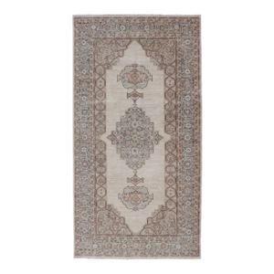 Fine Tabriz Gallery Rug With Soft Ivory Field and Accents in Taupe 4'11 X 9'10