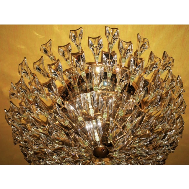 Italian Gilt Brass and Crystal Ceiling Lamp from Stilkronen, 1970s For Sale - Image 9 of 11