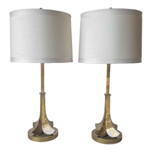 Mid Century Aged Brass Table Lamps by Hart Associates - A Pair