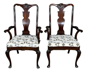 Set of Early 20th Century Chippendale Mahogany Armchairs, England