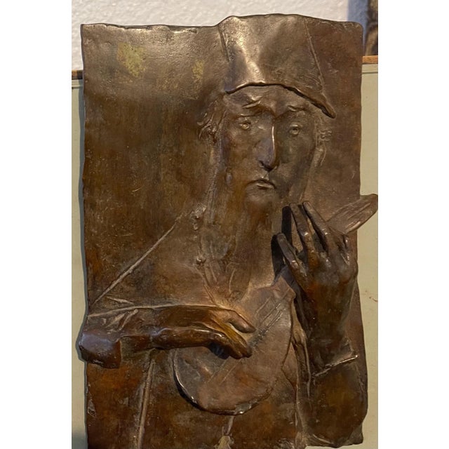 Metal David Aronson, Bronze Sculpture Relief Troubadour Figurative American Modernist David Aronson For Sale - Image 7 of 12