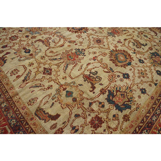 19th Century Phenomenal Ivory Color With Great Medallion Design Antique Sultanabad Rug For Sale - Image 5 of 6