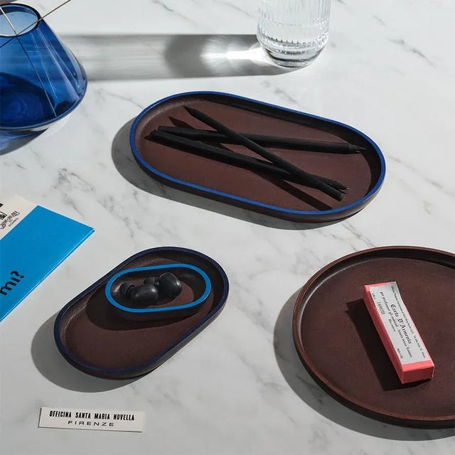 Plato Dark Brown Tray Oval Trio Multi Defne Koz for Uniqka, Set of 3 For Sale - Image 4 of 4