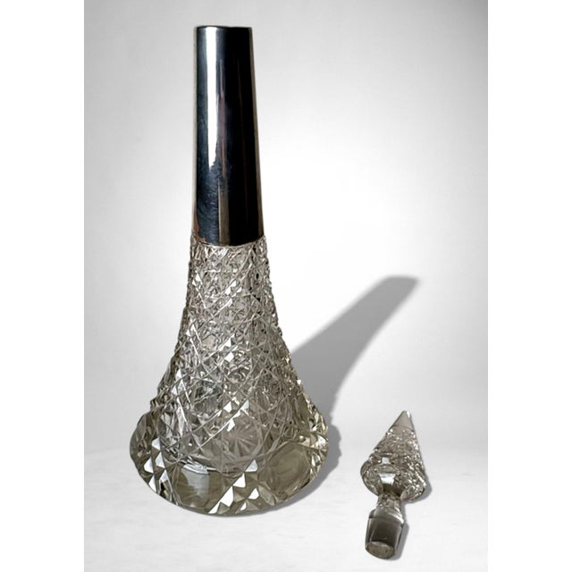Biedermeier Large Bohemian Crystal Perfume Bottle With German Sterling Silver For Sale - Image 6 of 18
