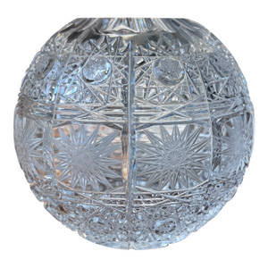 1980s Queen Lace Round Bowl Shape Crystal Rose Bowl Vase 3.5" Crafted in Bohemia