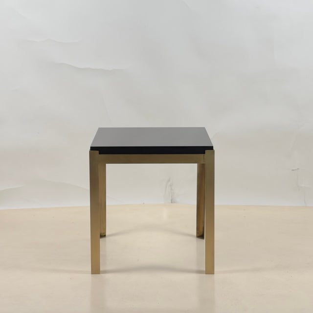 DESIGN FRERES In-Stock Pair of Black Lacquer and Brass 'Caisson' Side Tables by Design Frères For Sale - Image 4 of 8