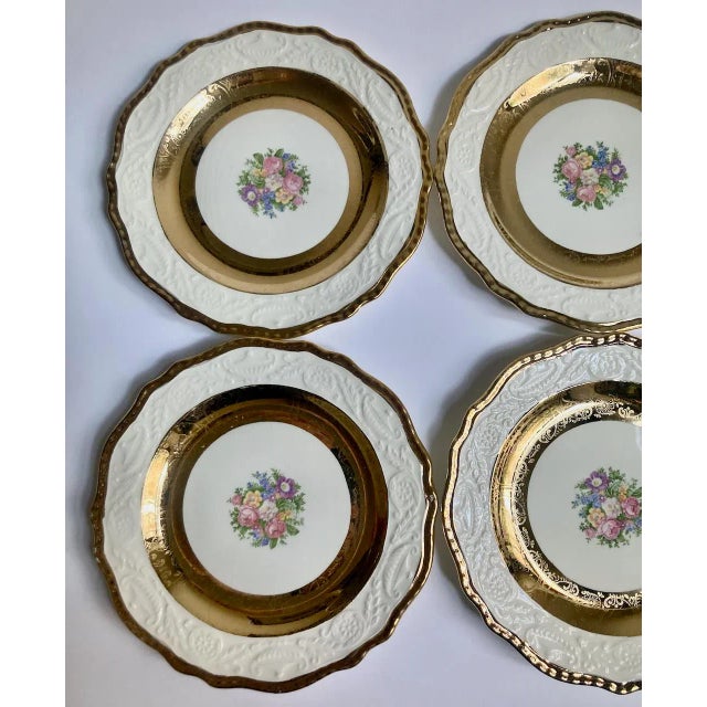 1930s Adams Steubenville 22 Kt Porcelain Plates- Set of 6 For Sale - Image 4 of 12