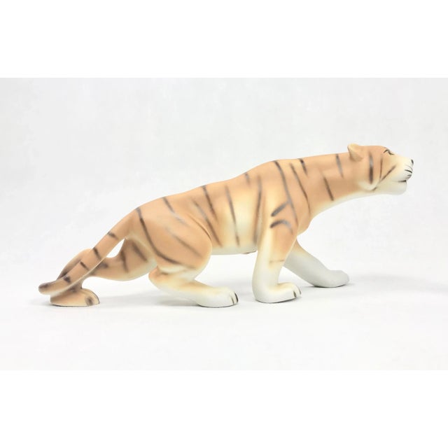 Mid-Century Modern Pottery Tiger Figurine by Royal Dux Bohemia, 1960s For Sale - Image 3 of 10