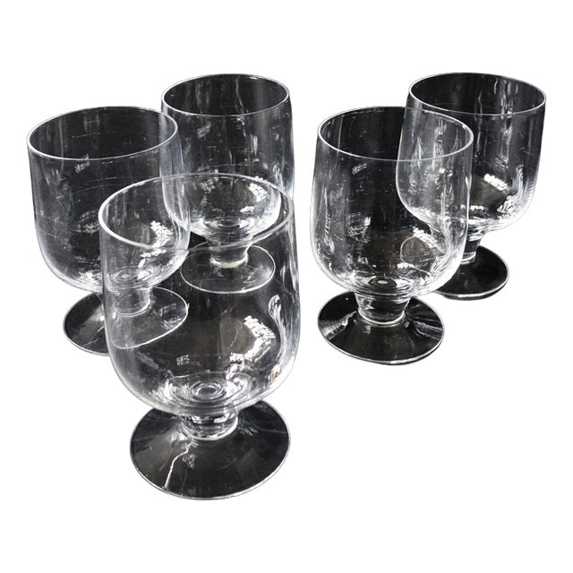 Mid-Century Crystal Beer Glasses on Foot, Sweden, Set of 5 For Sale