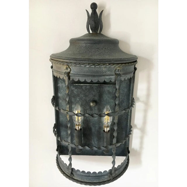 Rustic Rustic 2 Light Zinc Finish Caged Sconce - 2 Available For Sale - Image 3 of 8