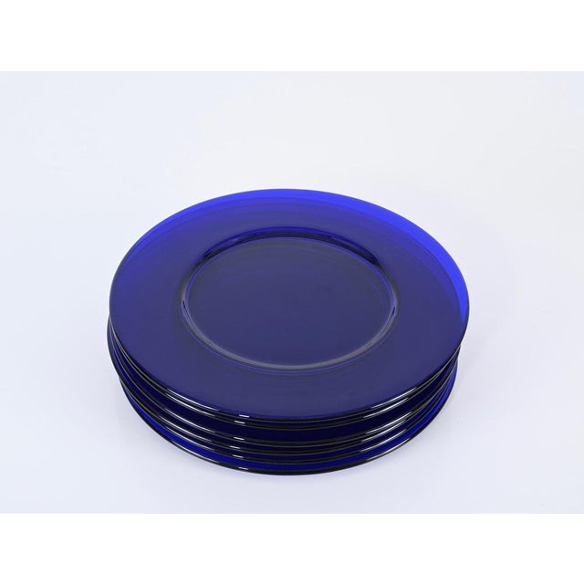 Round Cobalt Blue Murano Glass Dinner Plates, Italy, 1980s, Set of 6 For Sale - Image 15 of 18