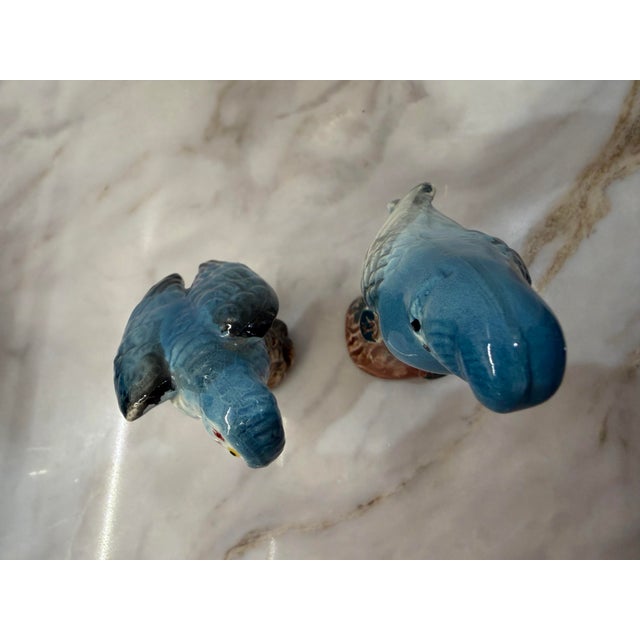 Mid 20th Century Vintage Blue Parakeet Salt and Pepper Shakers, Coordinating Pair For Sale - Image 5 of 10