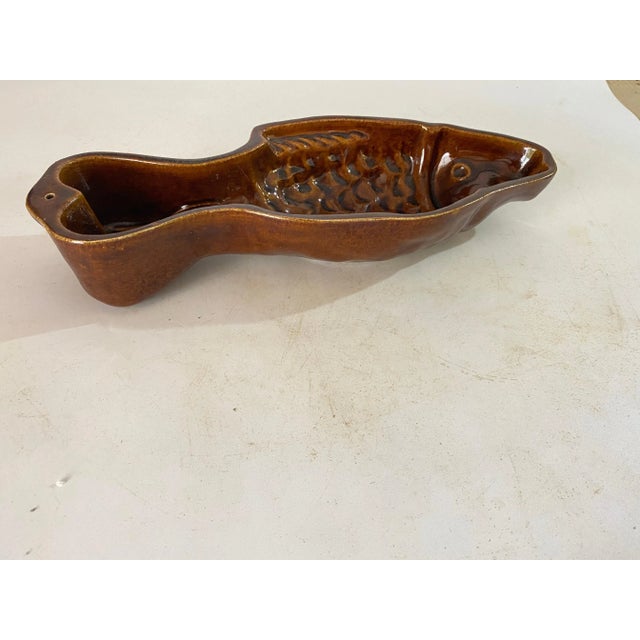 Large Ceramic Brown Vide Poche in Fish Form, Italy, 1960s For Sale - Image 9 of 10