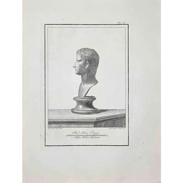 Ancient roman bust, original etching from the end of the 18th century, made by various old masters. Good condition. Units...