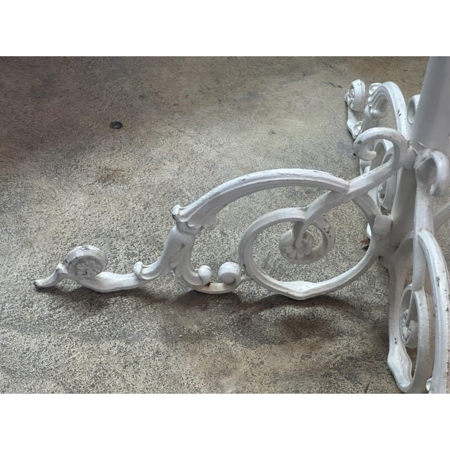 White Vintage Brass Garment Stand With Ornate White-Painted Metal Base, 77” For Sale - Image 8 of 11