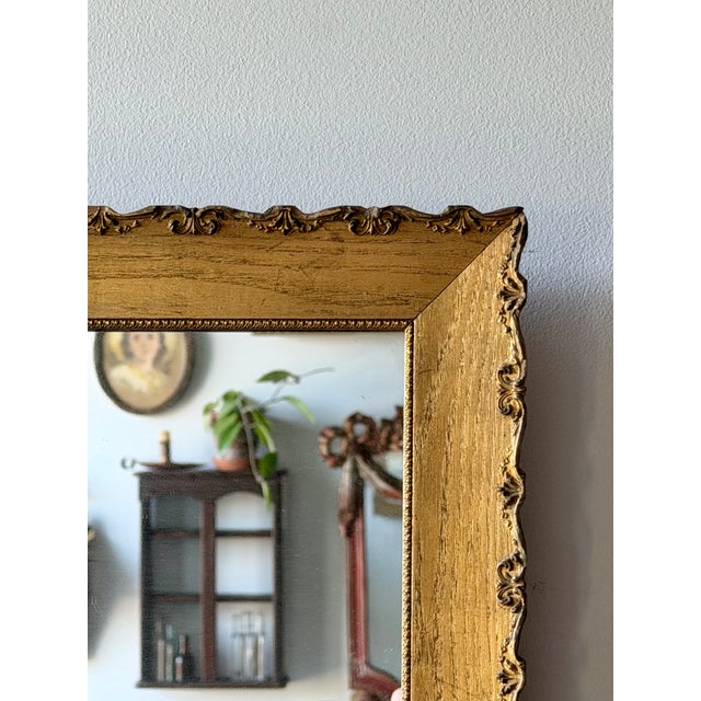 French Country Vintage French Style Giltwood Wall Mirror, C. 1940–1955 For Sale - Image 3 of 12