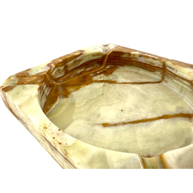 Mid-Century Modern Vintage Banded Onyx Stone Square Ashtray Catchall For Sale - Image 3 of 9