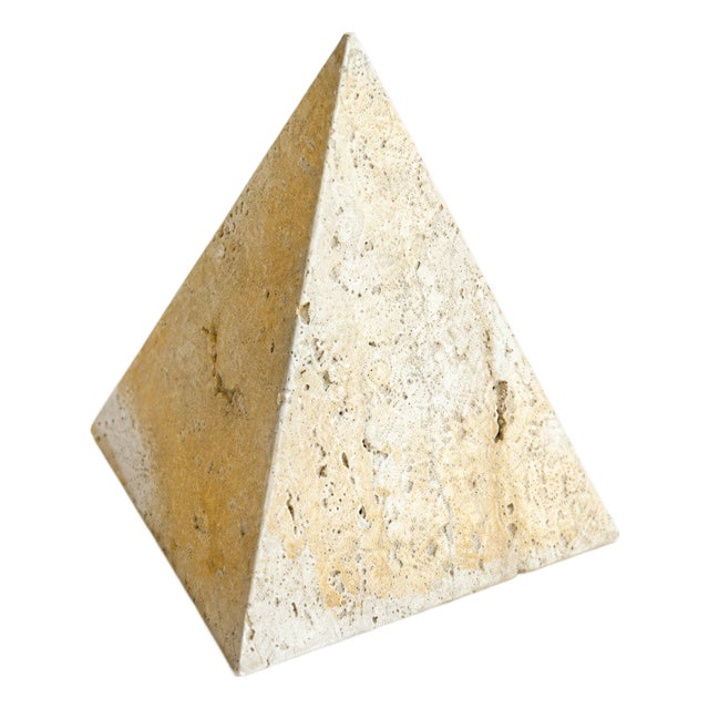 Mid-Century Travertine Marble Pyramid Paperweight attributed to Fratelli Mannelli, 1970s For Sale